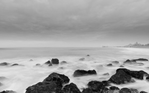 Long exposure black and white scheveningen